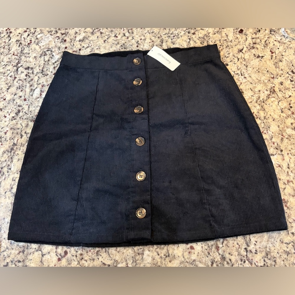 Chic Black Button-Front Corduroy Mini Skirt